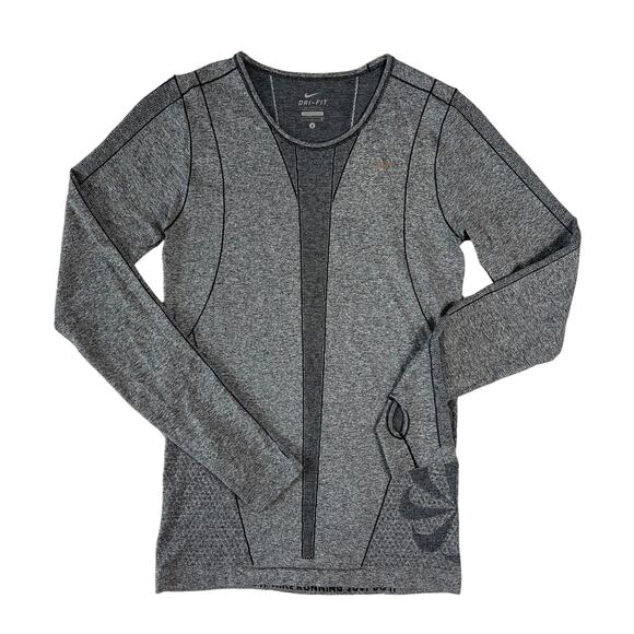Nike Running Women's Small Dri-Fit Grey Long-Sleeve Top Thumb Holes - Picture 1 of 7